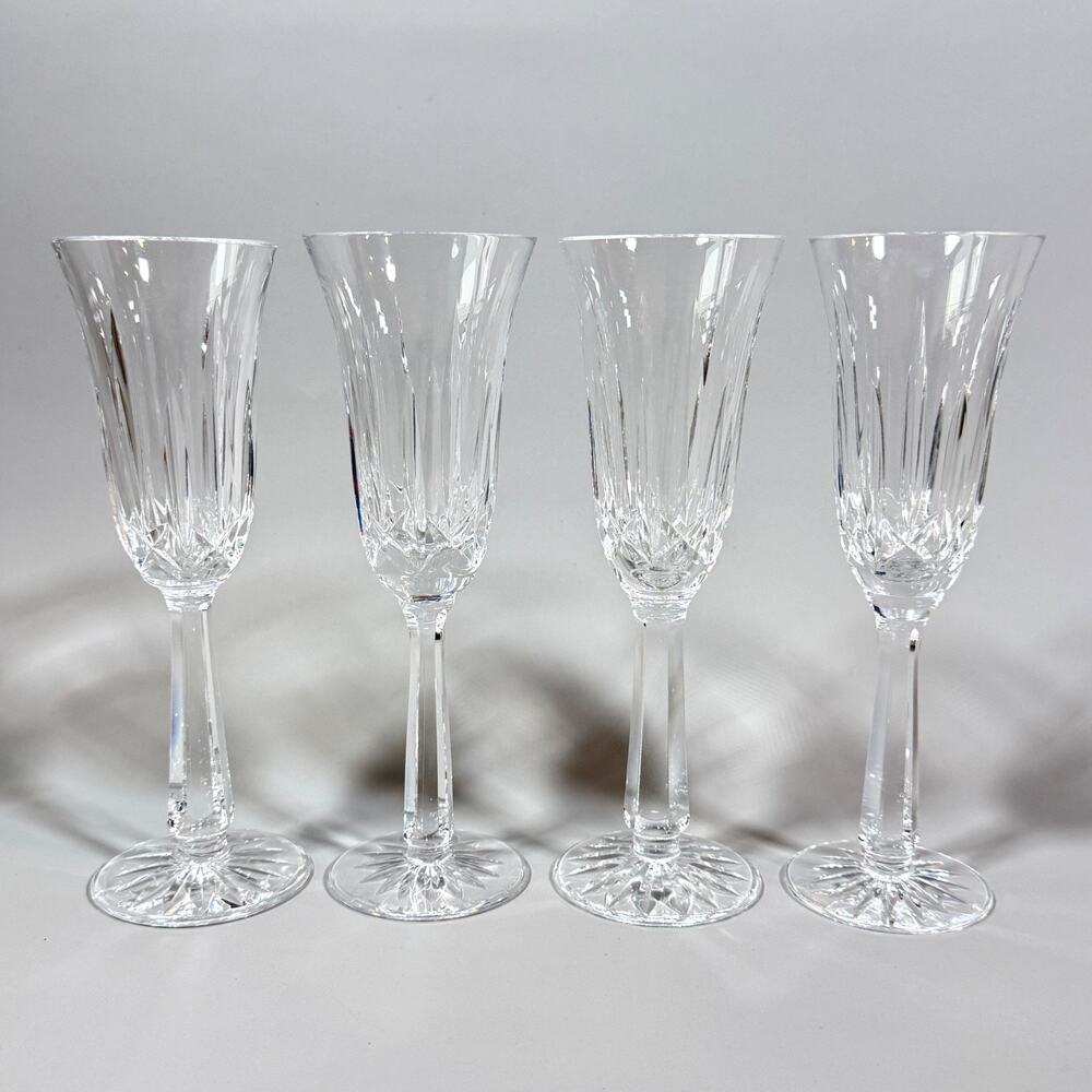 4x Waterford Clear Crystal Glass Ballyshannon 8.5" Champagne Flute